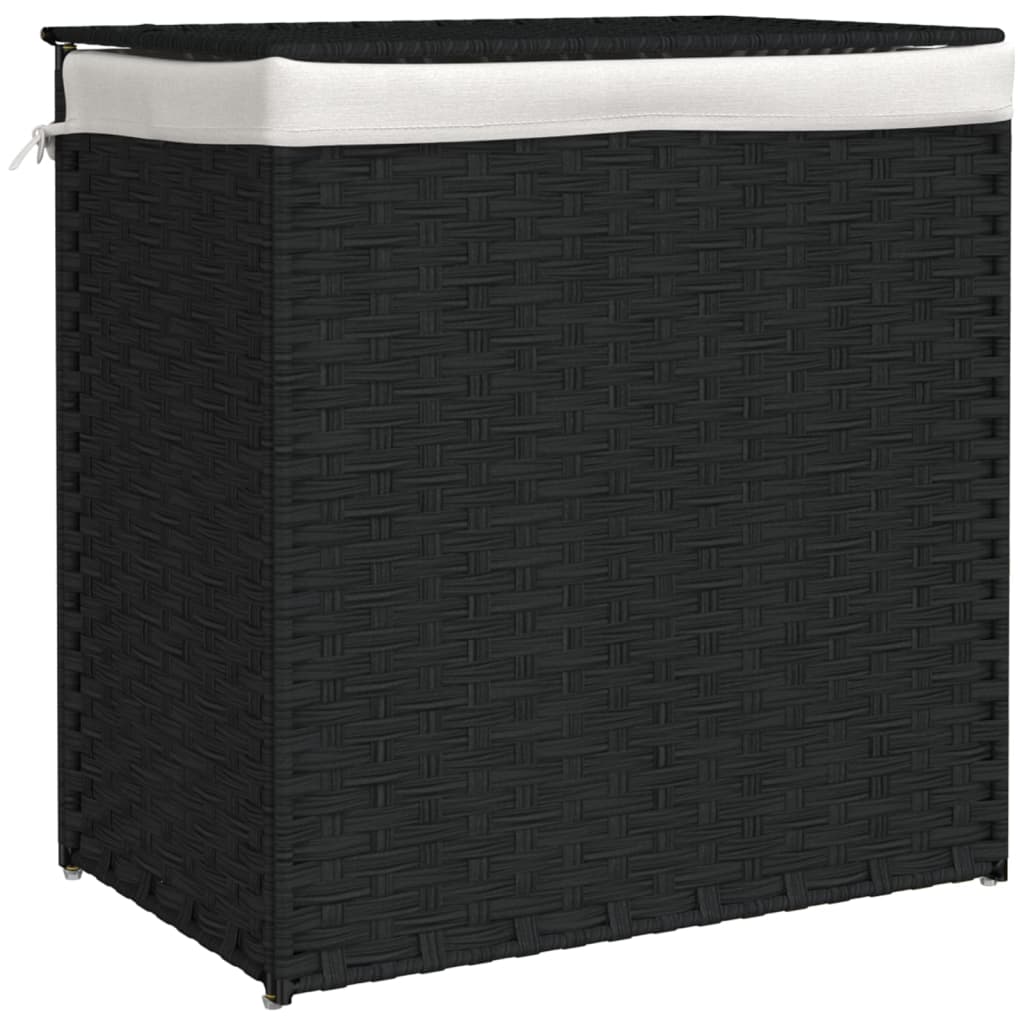 8721012050471_a_en_hd_1 vidaXL Laundry Basket with 2 Sections Black 53x35x57 cm Poly Rattan - Image 2