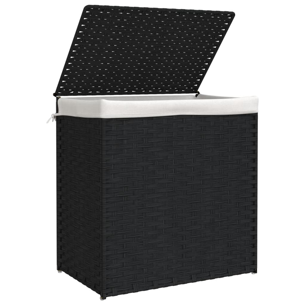8721012050471_g_en_hd_2 vidaXL Laundry Basket with 2 Sections Black 53x35x57 cm Poly Rattan - Image 4