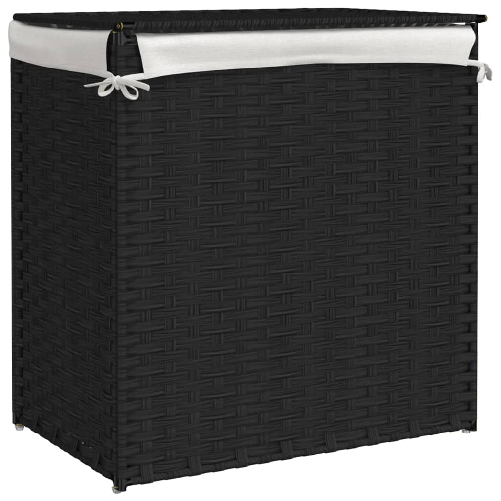 8721012050471_g_en_hd_4 vidaXL Laundry Basket with 2 Sections Black 53x35x57 cm Poly Rattan - Image 6
