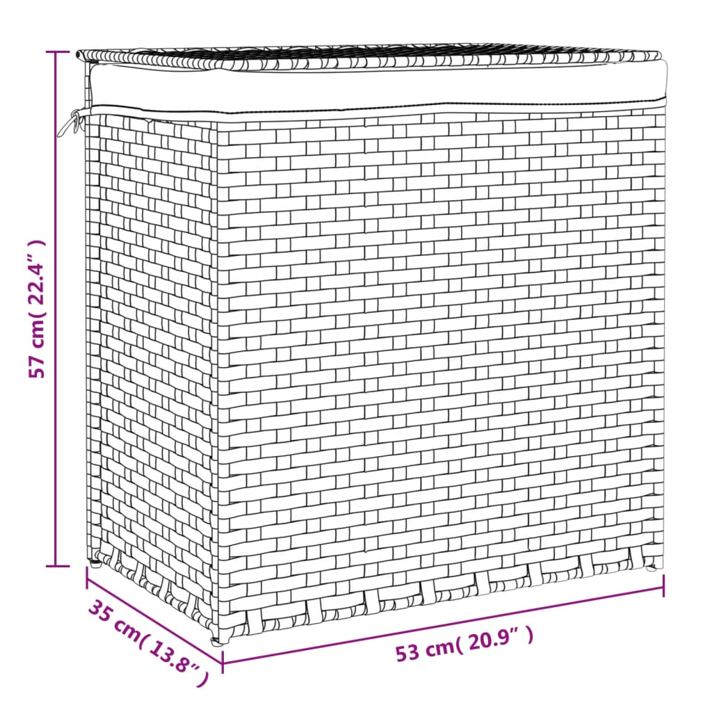 8721012050471_g_en_hd_7 vidaXL Laundry Basket with 2 Sections Black 53x35x57 cm Poly Rattan - Image 9