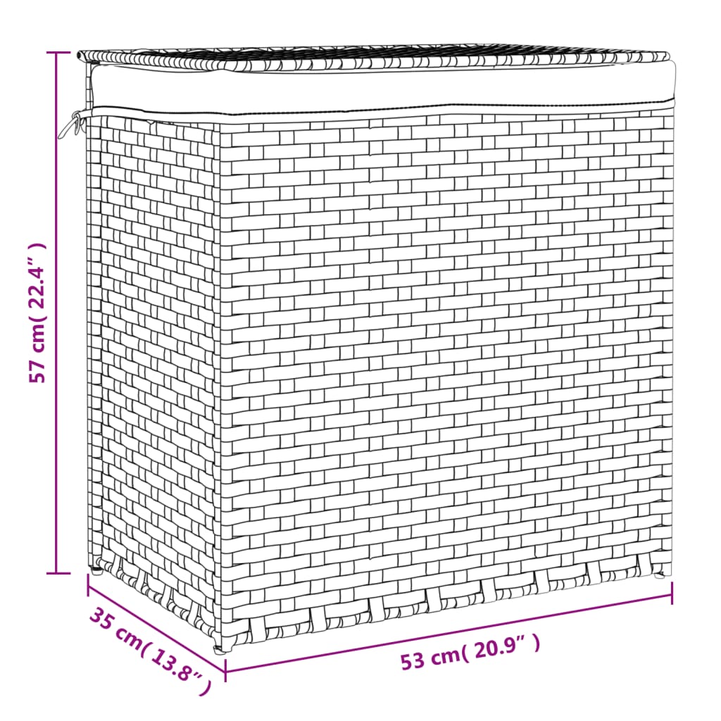 8721012050488_g_en_hd_7 vidaXL Laundry Basket with 2 Sections White 53x35x57 cm Poly Rattan - Image 9