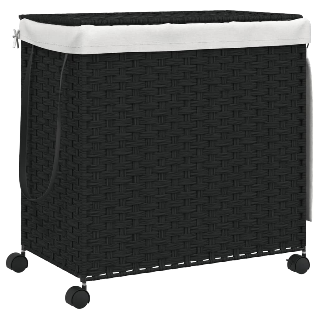 8721012050525_a_en_hd_1 vidaXL Laundry Basket with Wheels Black 60x35x60.5 cm Rattan - Image 2