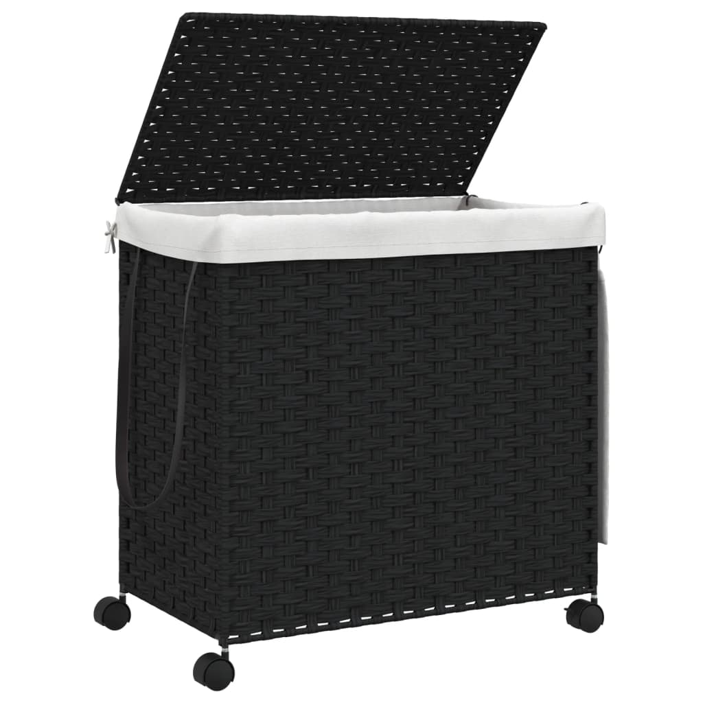 8721012050525_g_en_hd_2 vidaXL Laundry Basket with Wheels Black 60x35x60.5 cm Rattan - Image 4