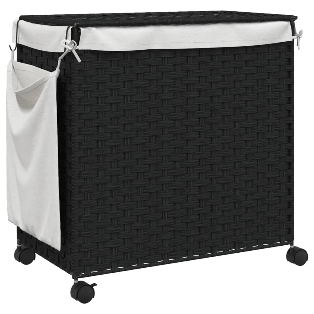 8721012050525_g_en_hd_4 vidaXL Laundry Basket with Wheels Black 60x35x60.5 cm Rattan - Image 6