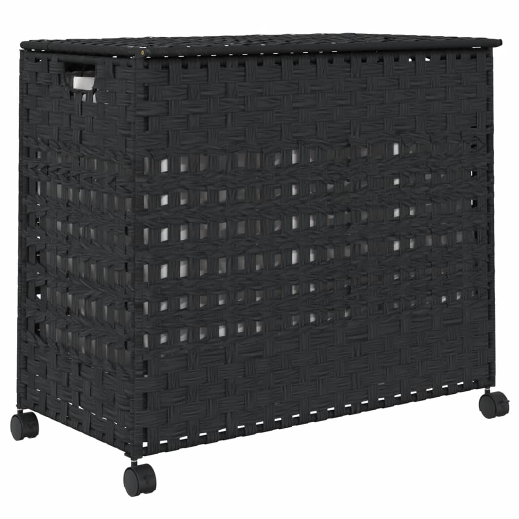 8721012050570_g_en_hd_4 vidaXL Laundry Basket with Wheels Black 66x35x60 cm Rattan - Image 6