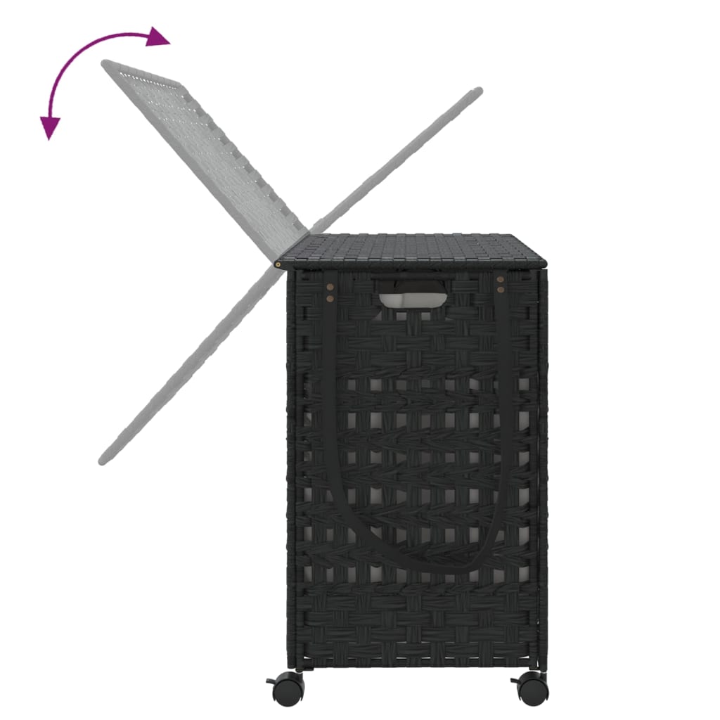 8721012050570_g_en_hd_5 vidaXL Laundry Basket with Wheels Black 66x35x60 cm Rattan - Image 7
