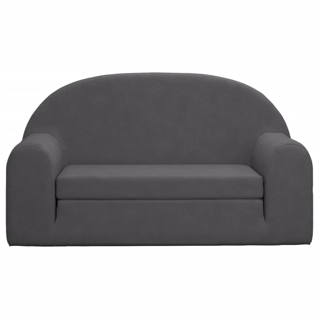 8721012057012_g_en_hd_1 vidaXL Kids' Sofa Bed 2-Seater Anthracite Soft Plush - Image 3