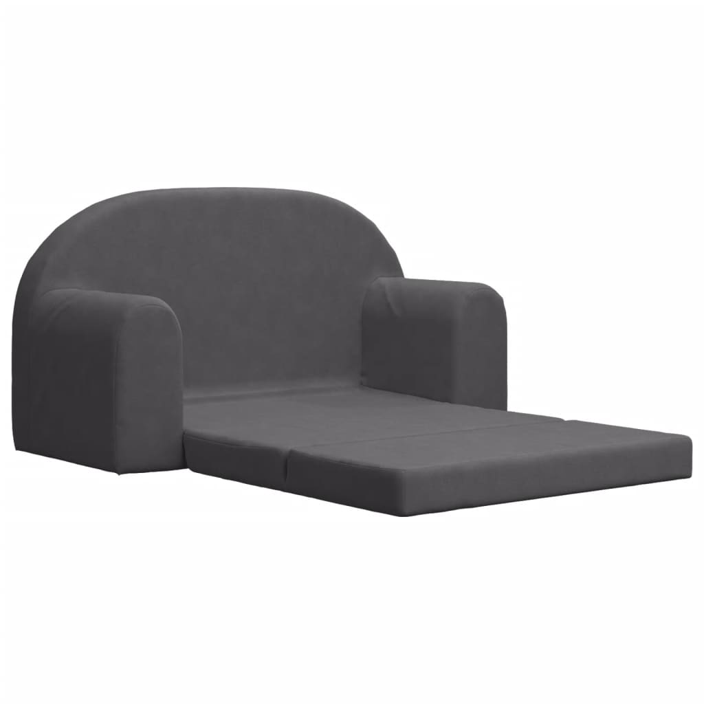 8721012057012_g_en_hd_2 vidaXL Kids' Sofa Bed 2-Seater Anthracite Soft Plush - Image 4
