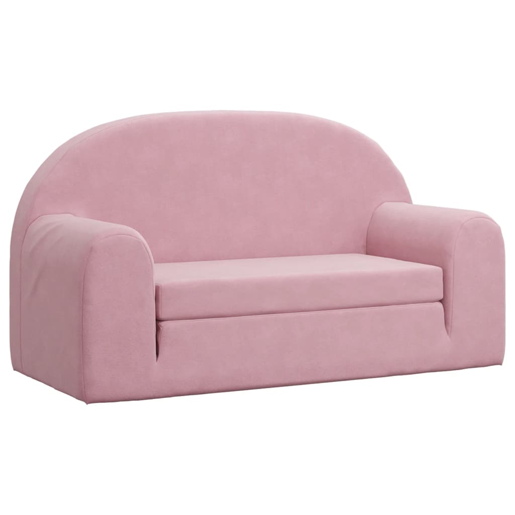 8721012057043_a_en_hd_1 vidaXL Kids' Sofa Bed 2-Seater Pink Soft Plush - Image 2