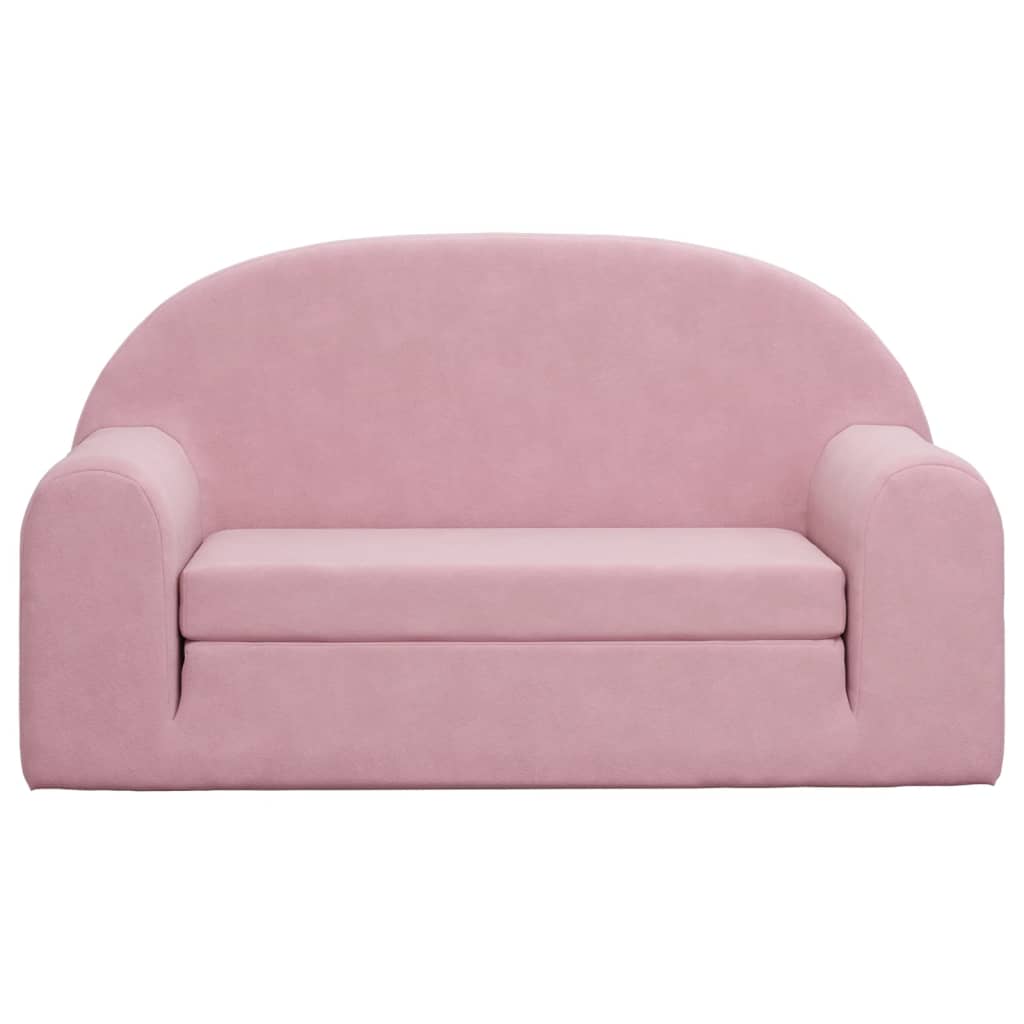 8721012057043_g_en_hd_1 vidaXL Kids' Sofa Bed 2-Seater Pink Soft Plush - Image 3