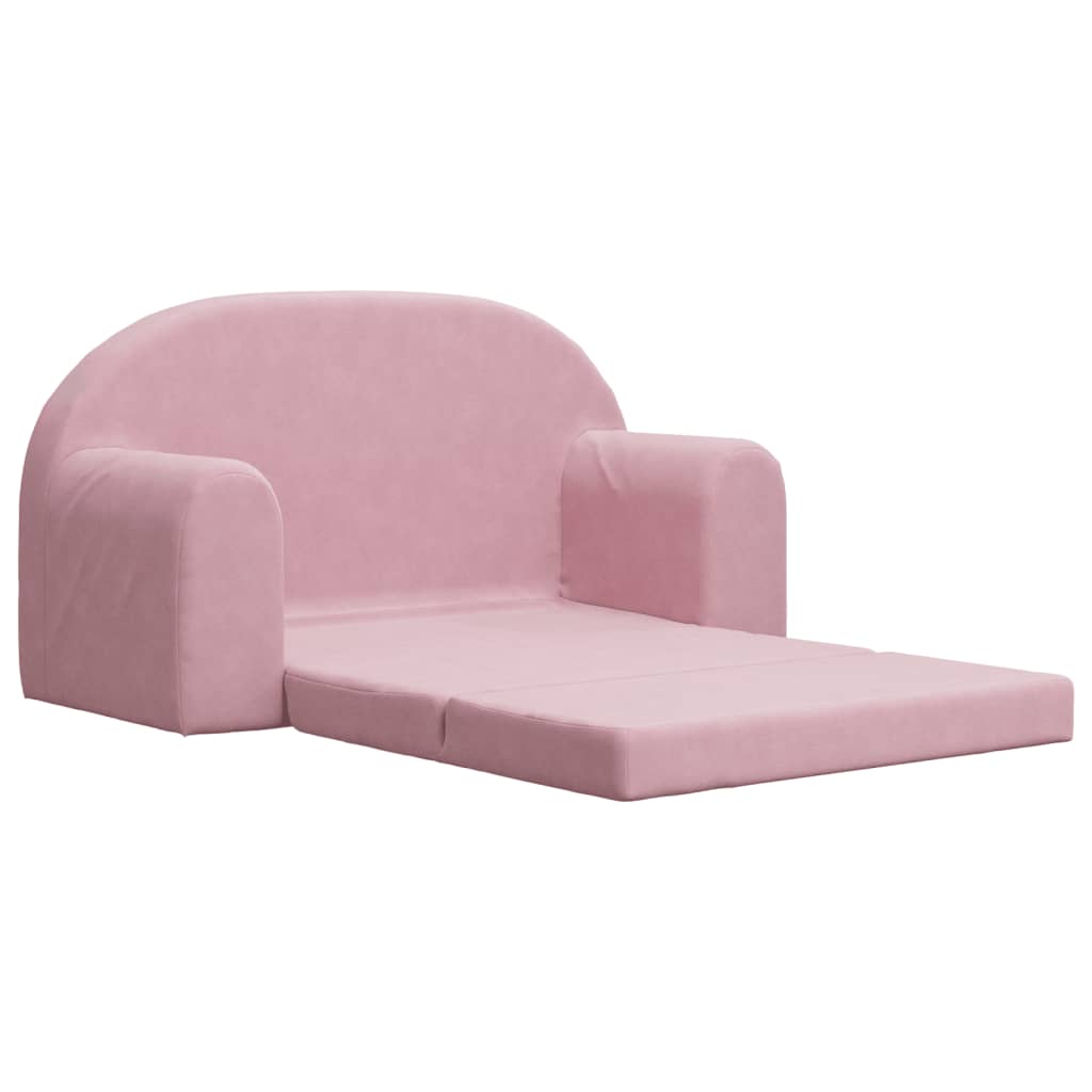 8721012057043_g_en_hd_2 vidaXL Kids' Sofa Bed 2-Seater Pink Soft Plush - Image 4
