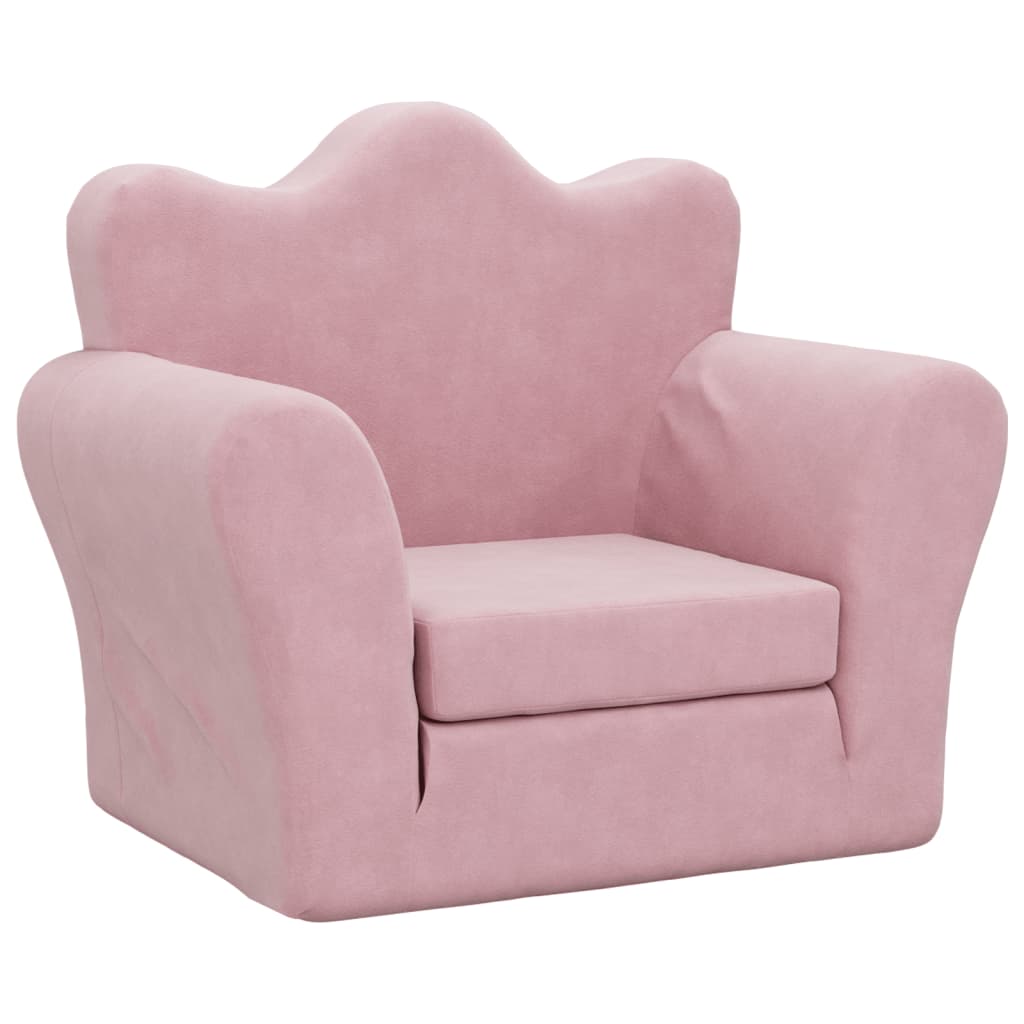 8721012057340_a_en_hd_1 vidaXL Kids' Sofa Bed Pink Soft Plush - Image 2
