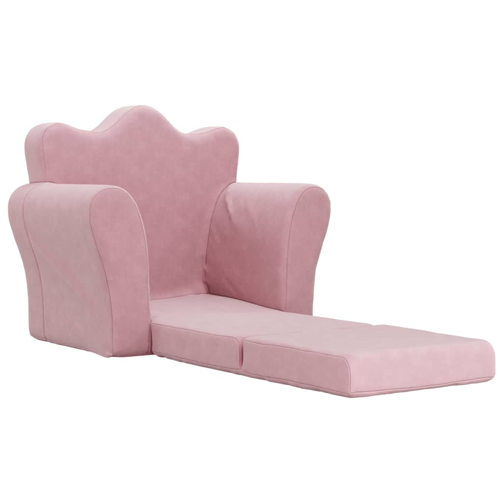 8721012057340_g_en_hd_2 vidaXL Kids' Sofa Bed Pink Soft Plush - Image 4