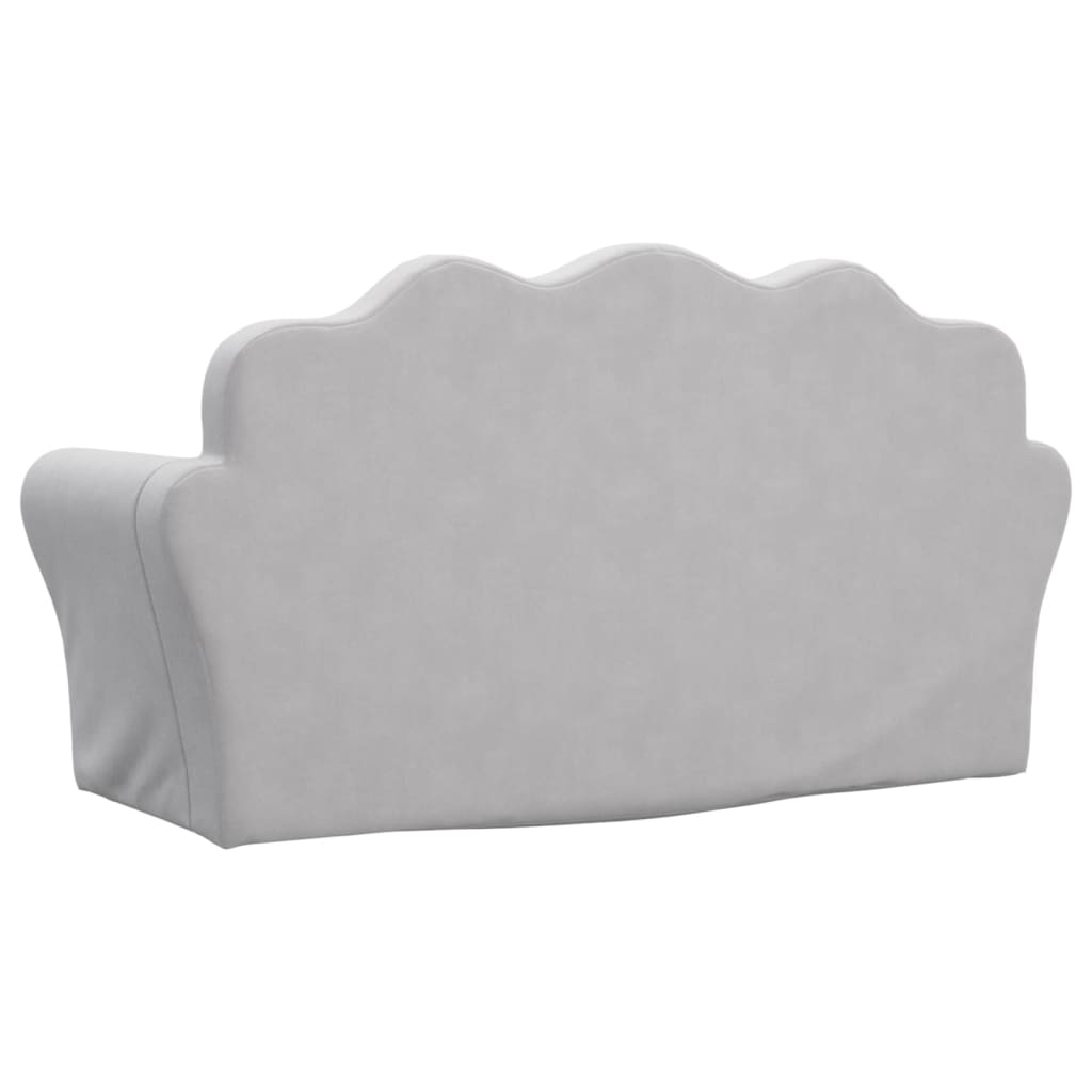 8721012057364_g_en_hd_4 vidaXL Kids' Sofa Bed 2-Seater Light Grey Soft Plush - Image 6
