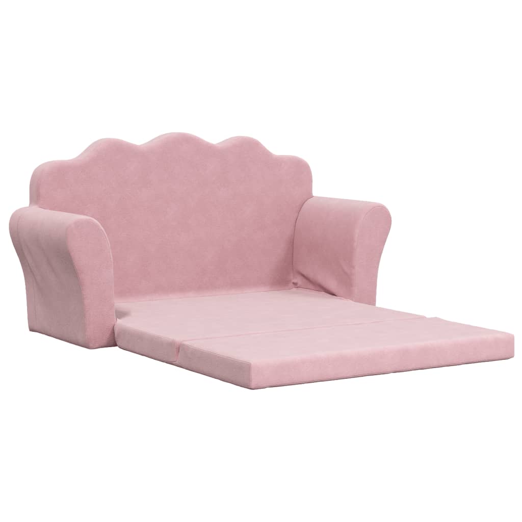 8721012057401_g_en_hd_2 vidaXL Kids' Sofa Bed 2-Seater Pink Soft Plush - Image 4