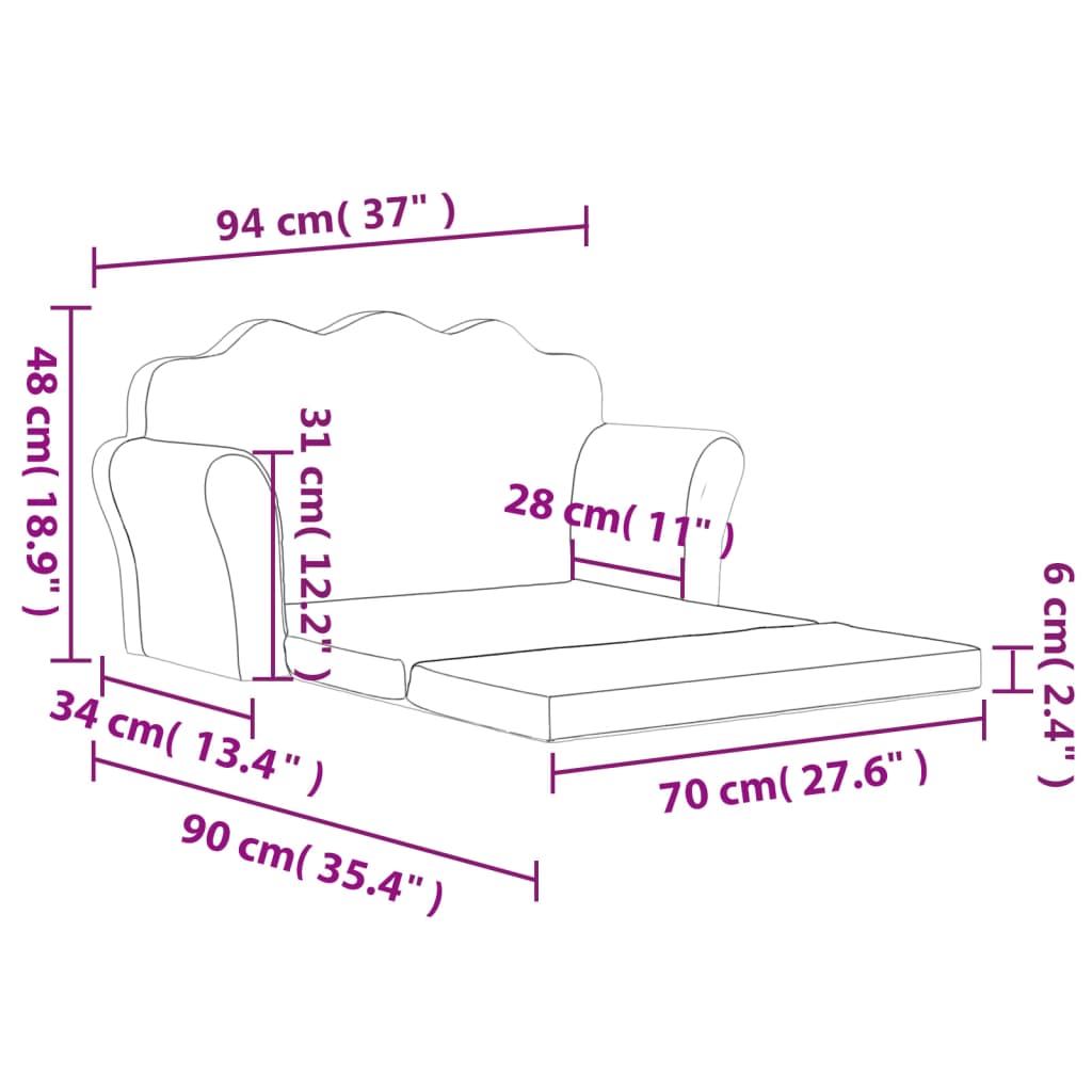 8721012057401_g_en_hd_7 vidaXL Kids' Sofa Bed 2-Seater Pink Soft Plush - Image 9