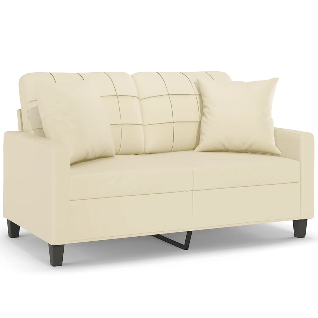 8721012057661_a_en_hd_1 vidaXL 2-Seater Sofa with Throw Pillows Cream 120 cm Faux Leather - Image 2