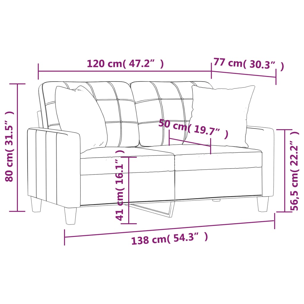 8721012057661_g_en_hd_6 vidaXL 2-Seater Sofa with Throw Pillows Cream 120 cm Faux Leather - Image 8
