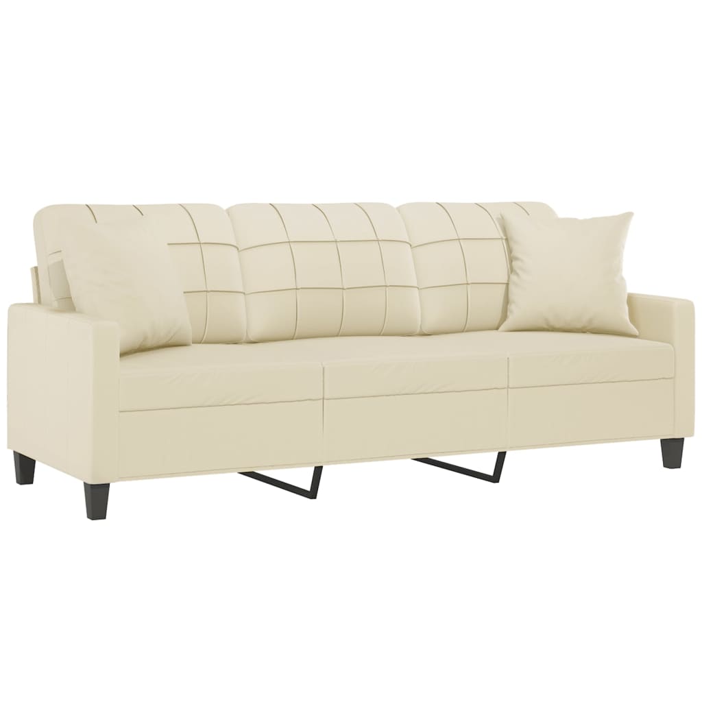 8721012057760_g_en_hd_1 vidaXL 3-Seater Sofa with Throw Pillows Cream 180 cm Faux Leather - Image 3