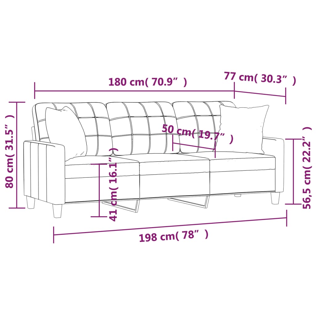8721012057760_g_en_hd_6 vidaXL 3-Seater Sofa with Throw Pillows Cream 180 cm Faux Leather - Image 8