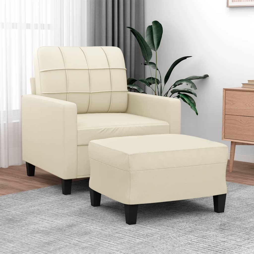 8721012059771_m_en_hd_1 vidaXL Sofa Chair with Footstool Cream 60 cm Faux Leather - Image 1