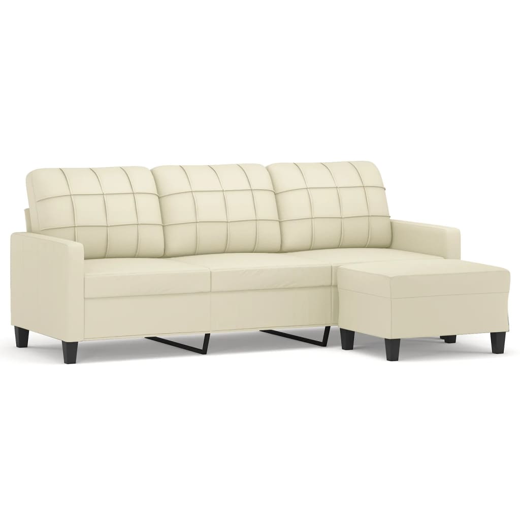 8721012059825_a_en_hd_1 vidaXL 3-Seater Sofa with Footstool Cream 180 cm Faux Leather - Image 2