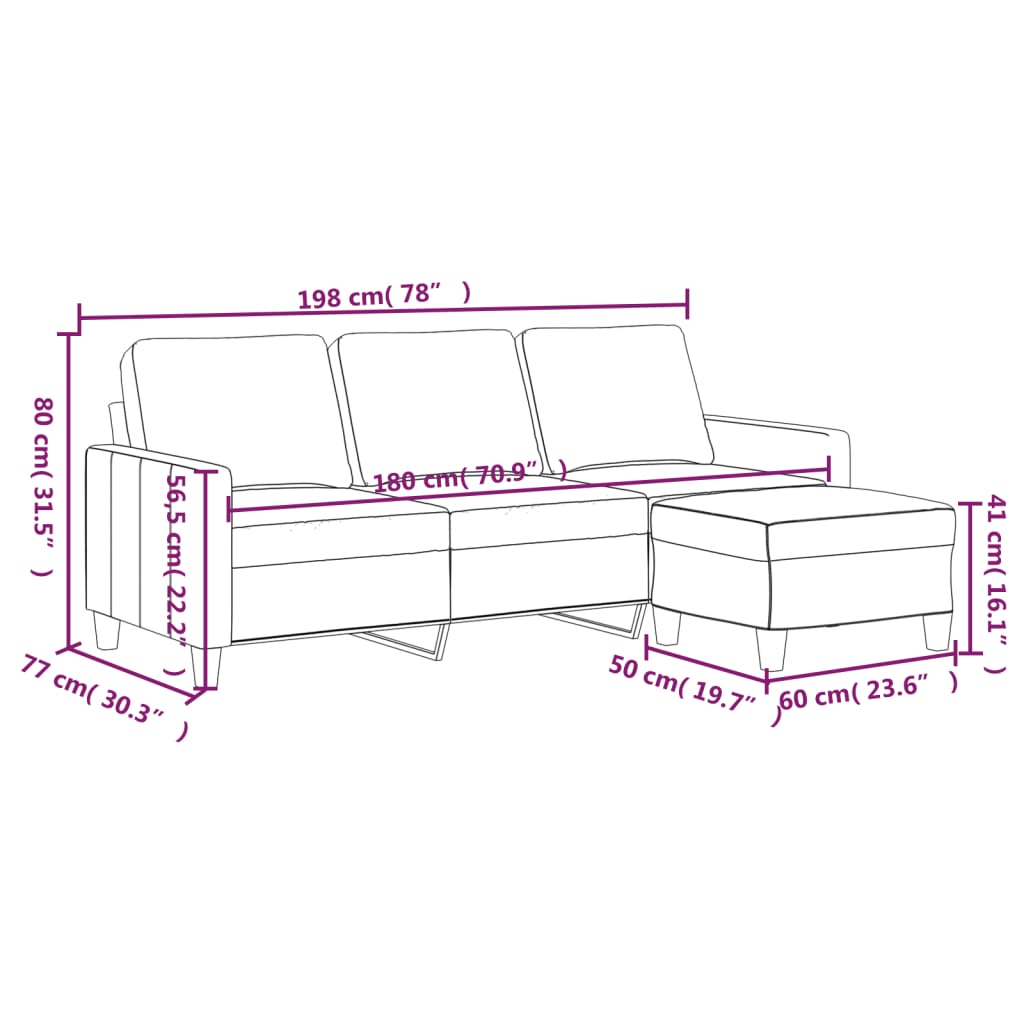8721012059924_g_en_hd_5 vidaXL 3-Seater Sofa with Footstool Cream 180 cm Faux Leather - Image 7
