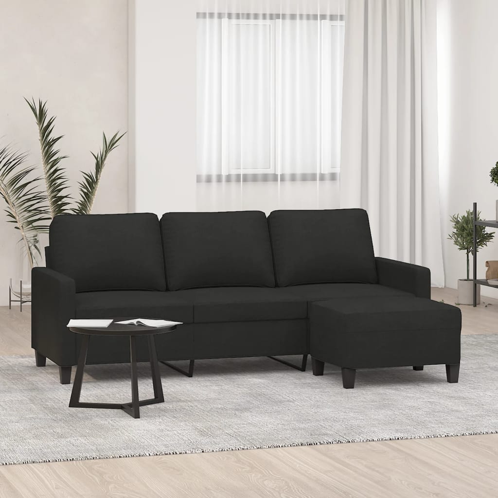 8721012060081_m_en_hd_1 vidaXL 3-Seater Sofa with Footstool Black 180 cm Fabric - Image 1