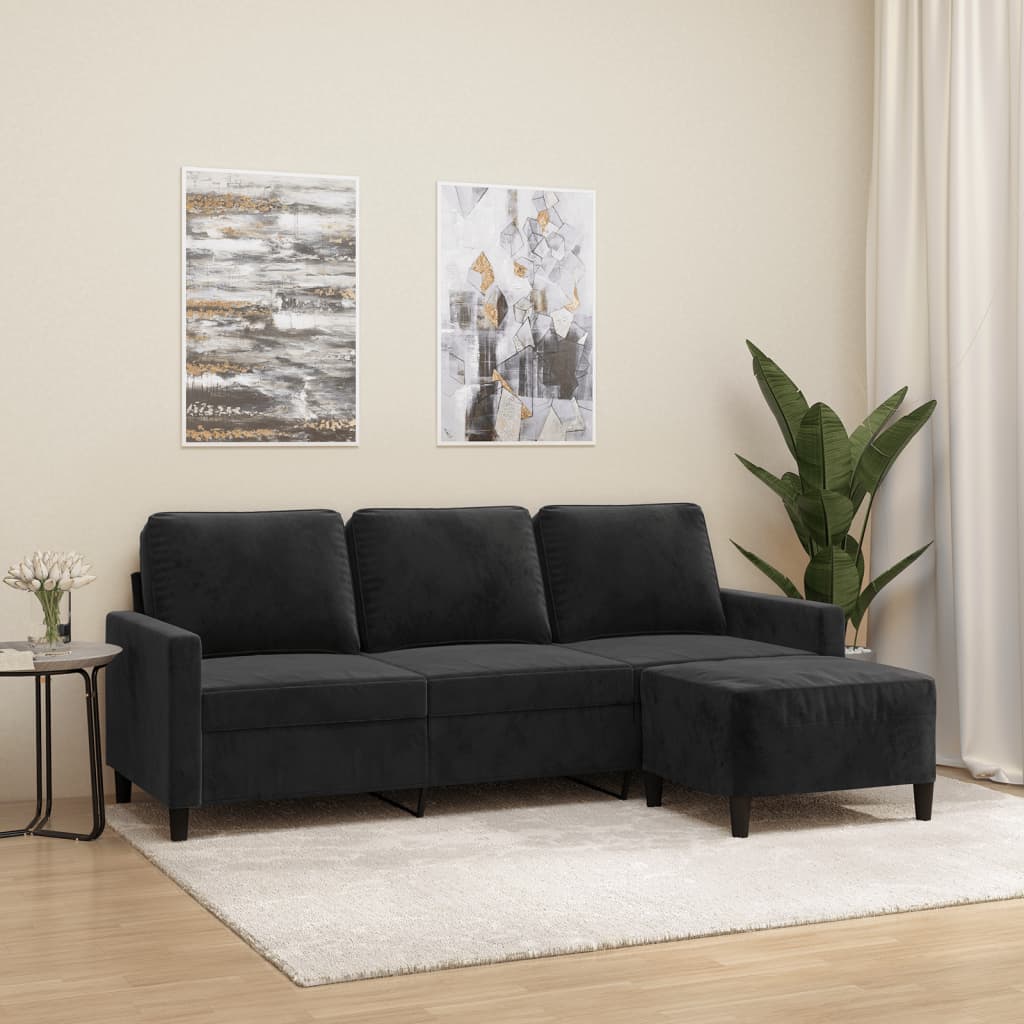 8721012060272_m_en_hd_1 vidaXL 3-Seater Sofa with Footstool Black 180 cm Velvet - Image 1