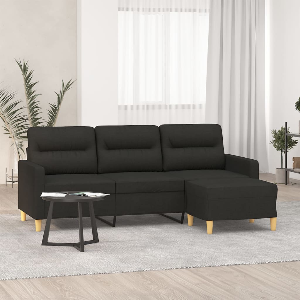 8721012060449_m_en_hd_1 vidaXL 3-Seater Sofa with Footstool Black 180 cm Fabric - Image 1