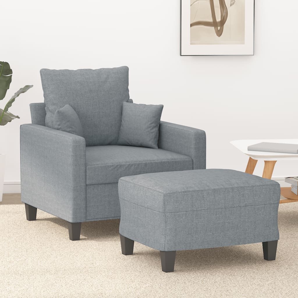 8721012060487_m_en_hd_1 vidaXL Sofa Chair with Footstool Light Grey 60 cm Fabric - Image 1