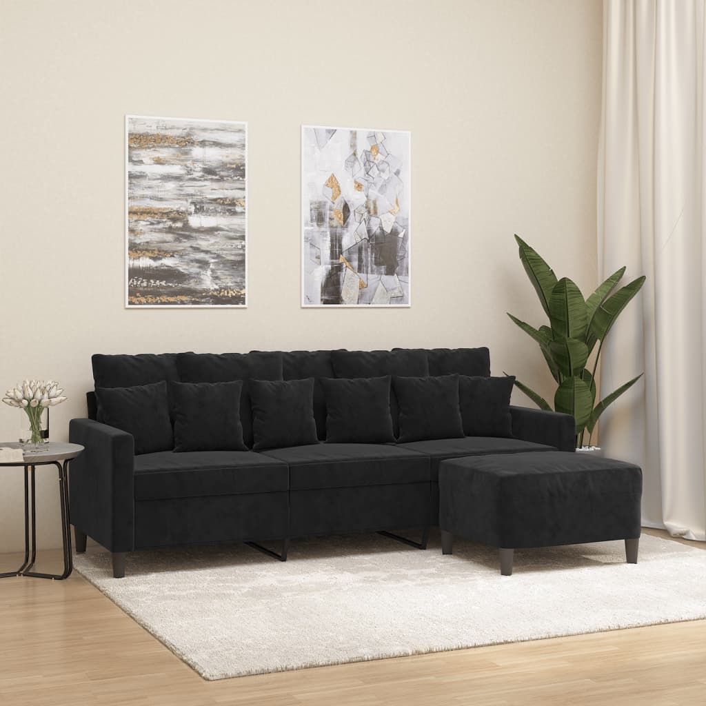 8721012060791_m_en_hd_1 vidaXL 3-Seater Sofa with Footstool Black 180 cm Velvet - Image 1