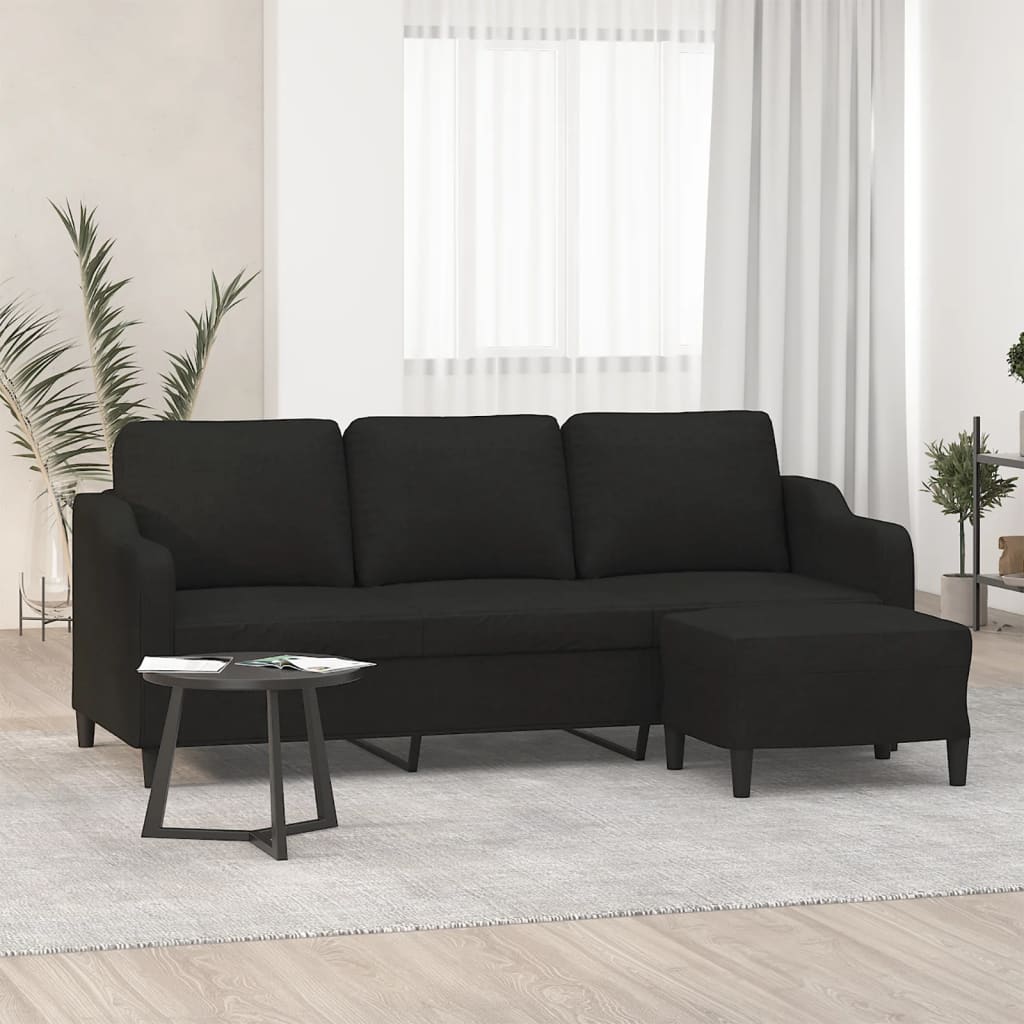 8721012061064_m_en_hd_1 vidaXL 3-Seater Sofa with Footstool Black 180 cm Fabric - Image 1
