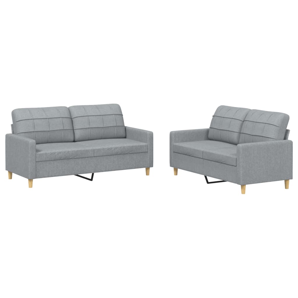 8721012062412_a_en_hd_1 vidaXL 2 Piece Sofa Set with Cushions Light Grey Fabric - Image 2