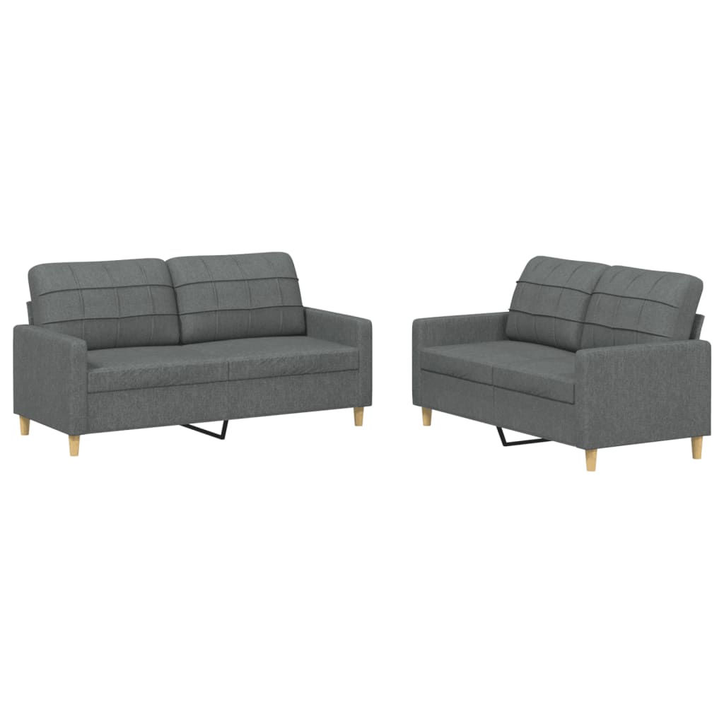 8721012062429_a_en_hd_1 vidaXL 2 Piece Sofa Set with Cushions Dark Grey Fabric - Image 2