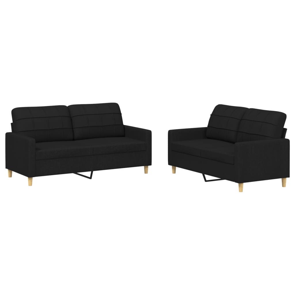 8721012062450_a_en_hd_1 vidaXL 2 Piece Sofa Set with Cushions Black Fabric - Image 2