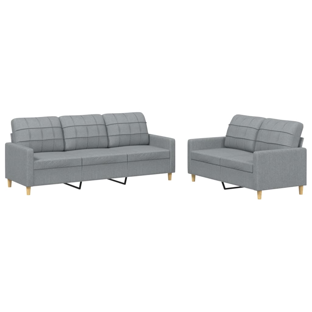 8721012062733_a_en_hd_1 vidaXL 2 Piece Sofa Set with Cushions Light Grey Fabric - Image 2