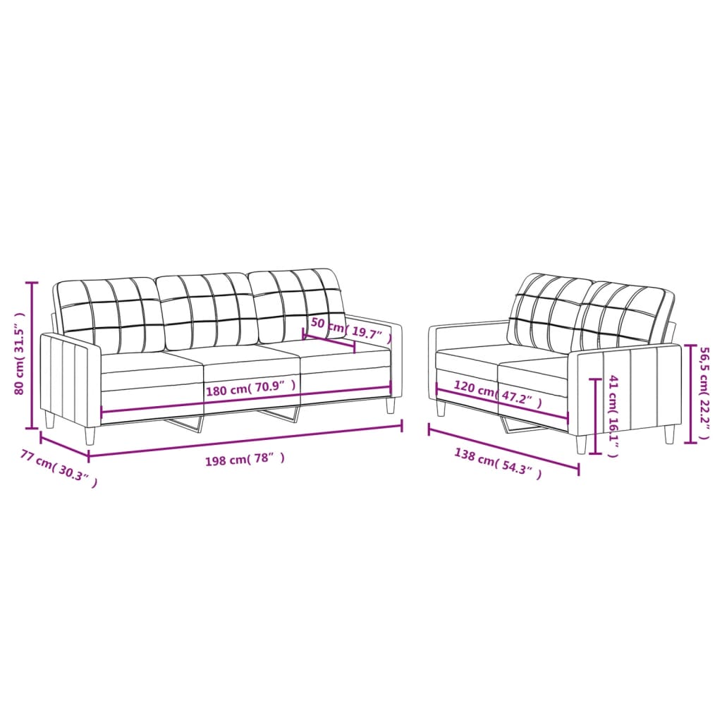 8721012062733_g_en_hd_4 vidaXL 2 Piece Sofa Set with Cushions Light Grey Fabric - Image 6