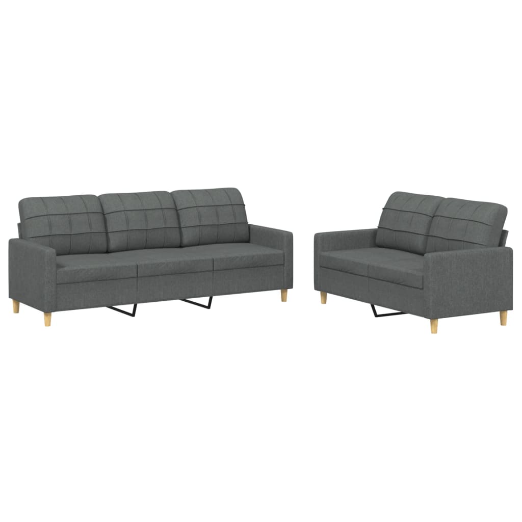 8721012062740_a_en_hd_1 vidaXL 2 Piece Sofa Set with Cushions Dark Grey Fabric - Image 2