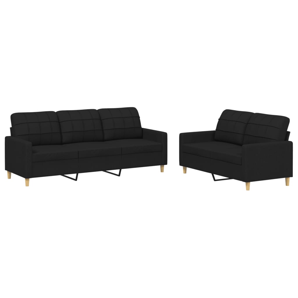 8721012062771_a_en_hd_1 vidaXL 2 Piece Sofa Set with Cushions Black Fabric - Image 2