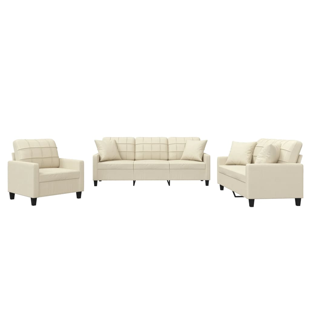 8721012063167_a_en_hd_1 vidaXL 3 Piece Sofa Set with Pillows Cream Faux Leather - Image 2