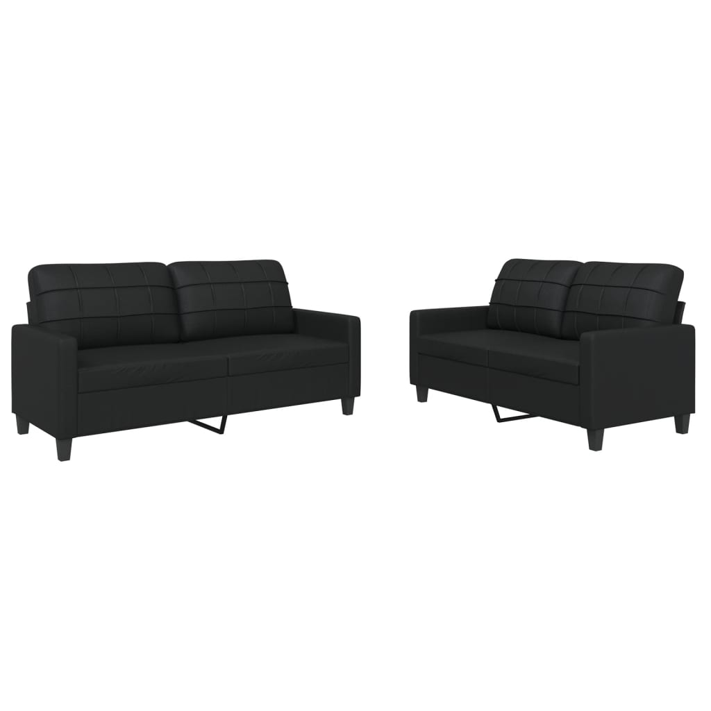 8721012063259_a_en_hd_1 vidaXL 2 Piece Sofa Set with Cushions Black Faux Leather - Image 2