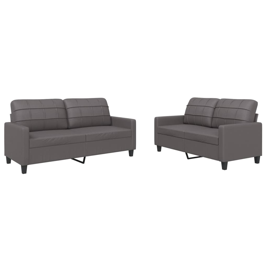 8721012063273_a_en_hd_1 vidaXL 2 Piece Sofa Set with Cushions Grey Faux Leather - Image 2