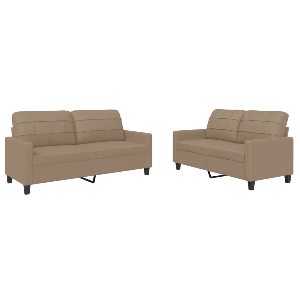 8721012063297_a_en_hd_1 vidaXL 2 Piece Sofa Set with Cushions Cappuccino Faux Leather - Image 2