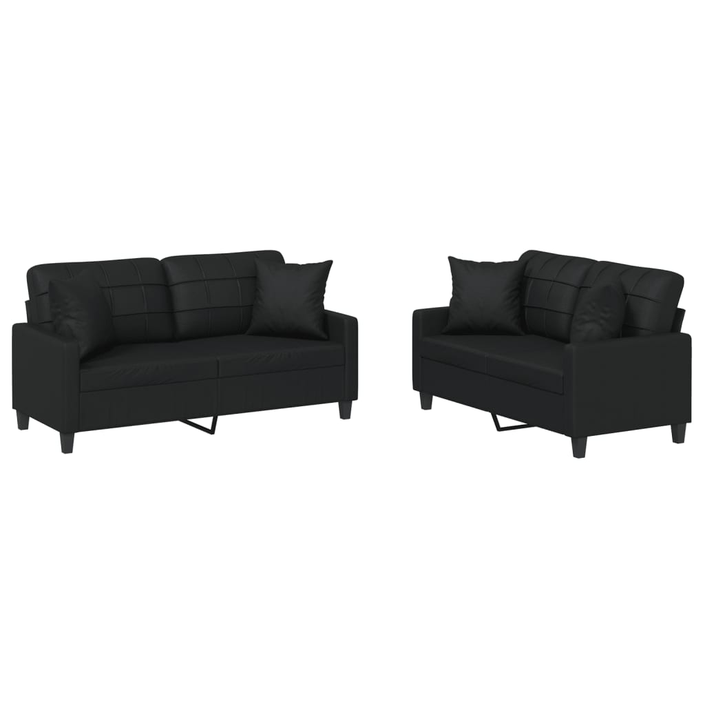 8721012063358_a_en_hd_1 vidaXL 2 Piece Sofa Set with Pillows Black Faux Leather - Image 2