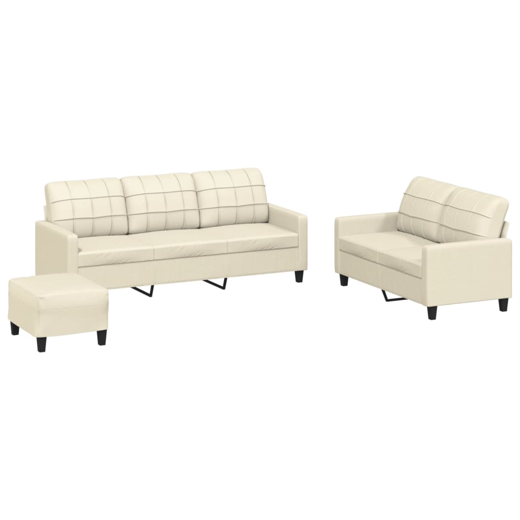 8721012063518_a_en_hd_1 vidaXL 3 Piece Sofa Set with Cushions Cream Faux Leather - Image 2