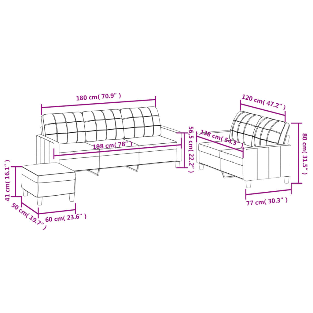 8721012063518_g_en_hd_7 vidaXL 3 Piece Sofa Set with Cushions Cream Faux Leather - Image 9