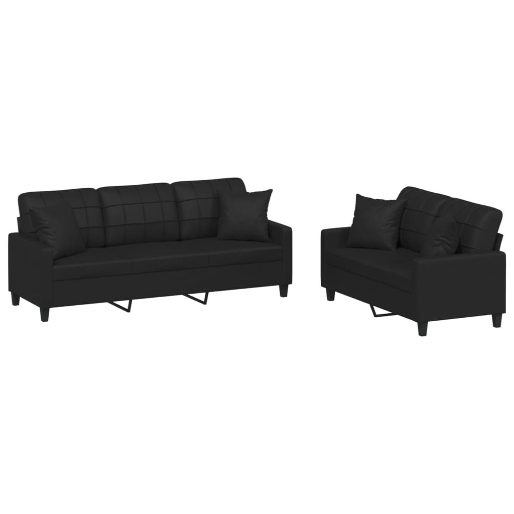 8721012063556_a_en_hd_1 vidaXL 2 Piece Sofa Set with Pillows Black Faux Leather - Image 2