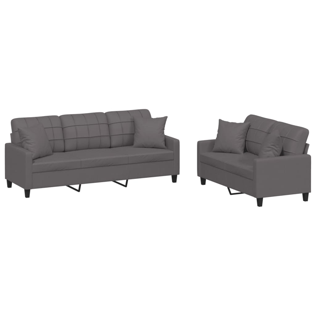 8721012063570_a_en_hd_1 vidaXL 2 Piece Sofa Set with Pillows Grey Faux Leather - Image 2