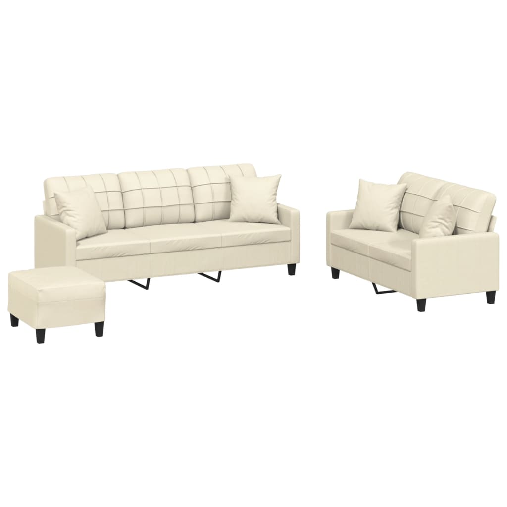 8721012063617_a_en_hd_1 vidaXL 3 Piece Sofa Set with Pillows Cream Faux Leather - Image 2